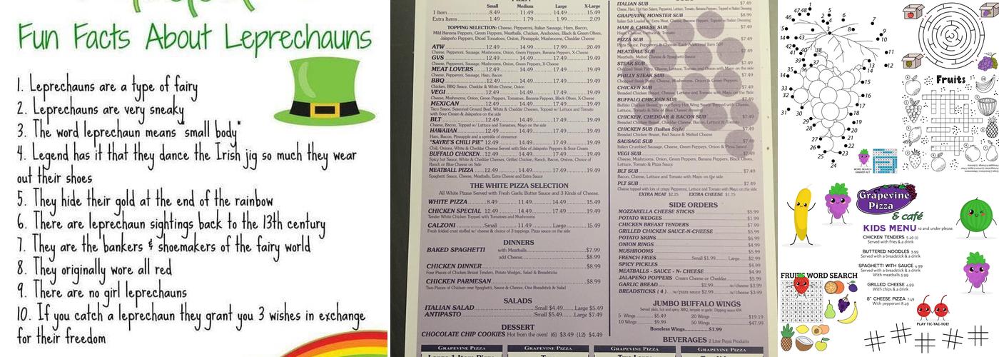 Grapevine Pizza & Cafe Menu