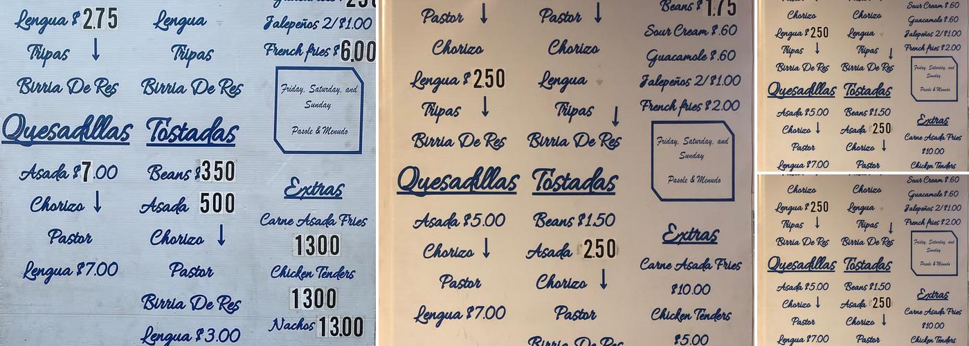 Alec´s Authentic Mexican Food Menu