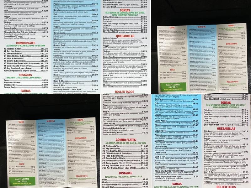 Oscar's Taco Shop Menu