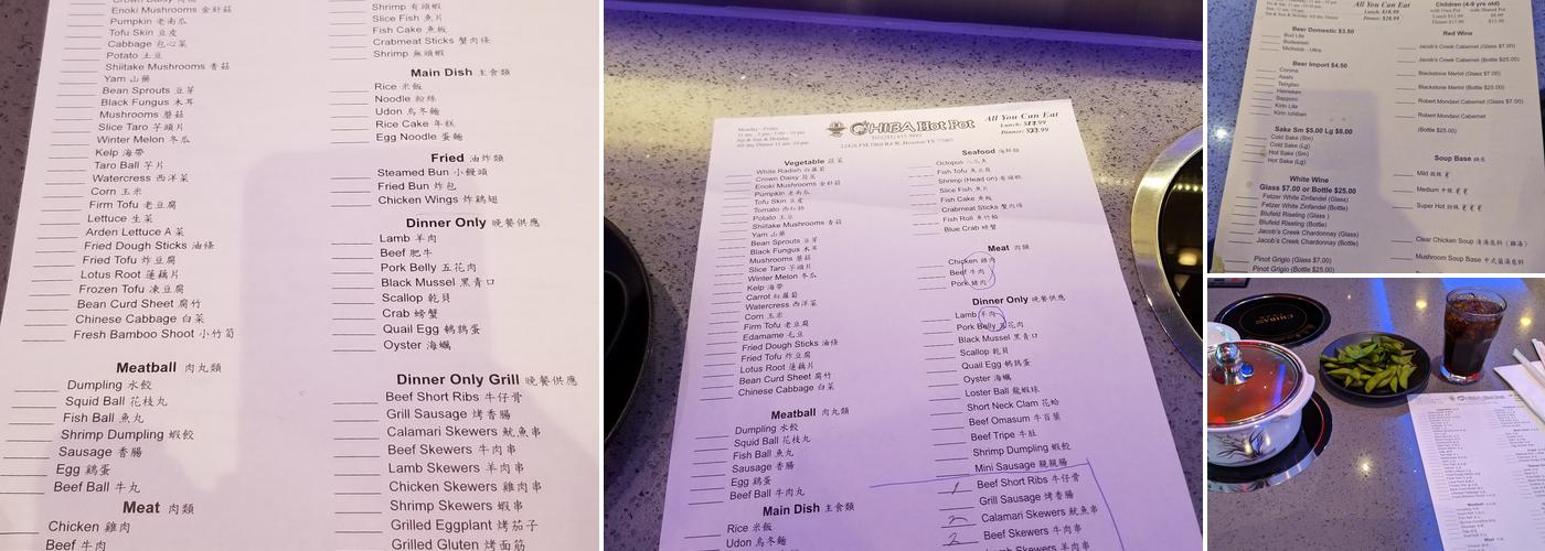 Chiba Hot Pot Menu
