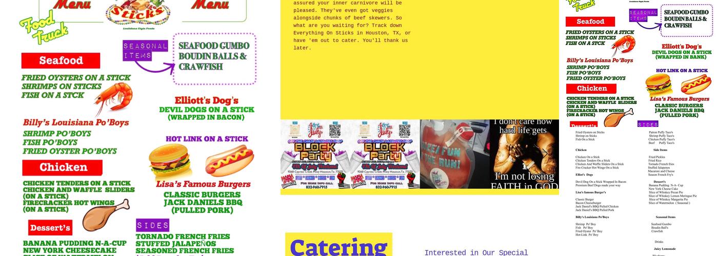 Everything on sticks Menu