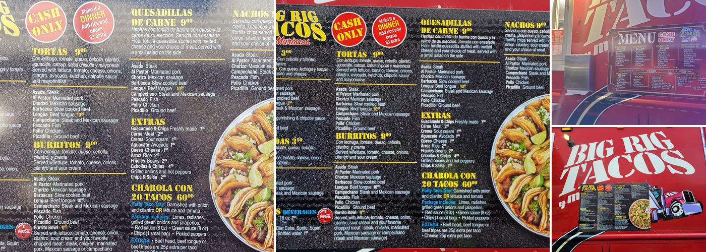 Big Rig Tacos Menu