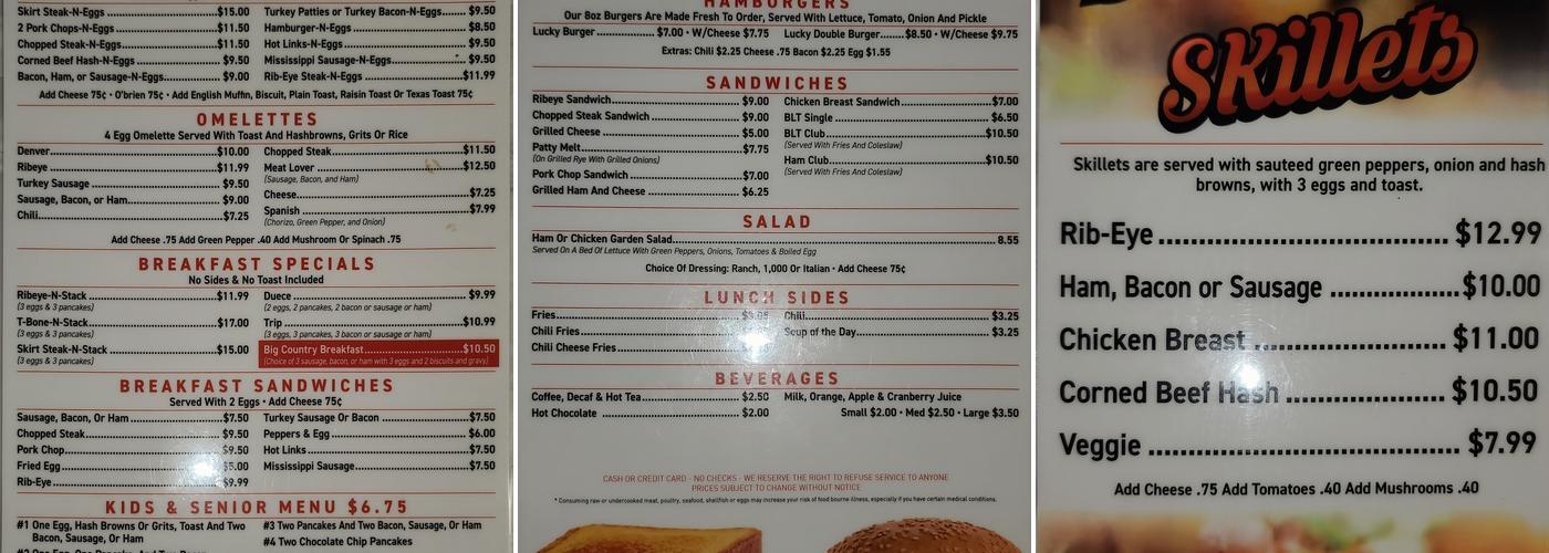 Lucky Diner Menu