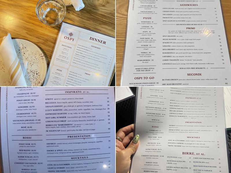 Ospi Venice Menu