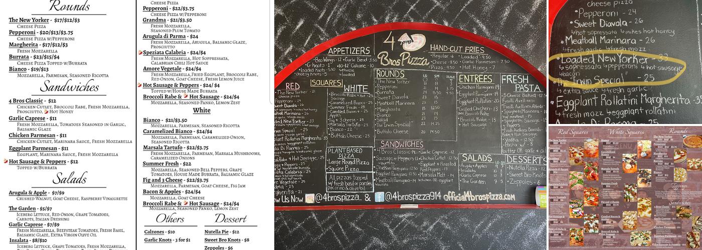 4 Bros Pizza Menu