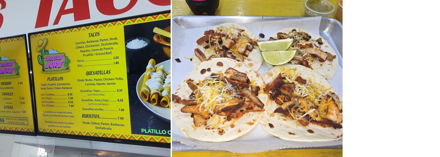 Taqueria lore Menu