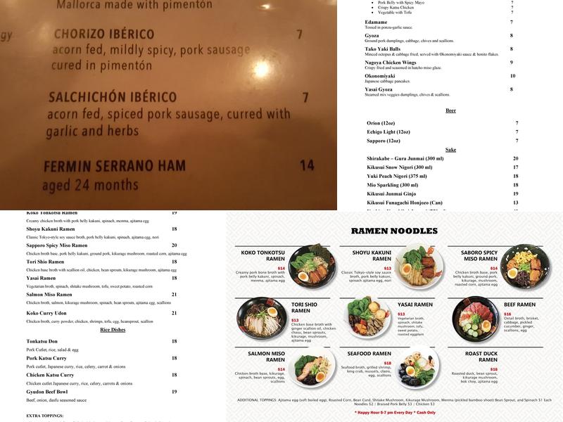 Manchego Menu
