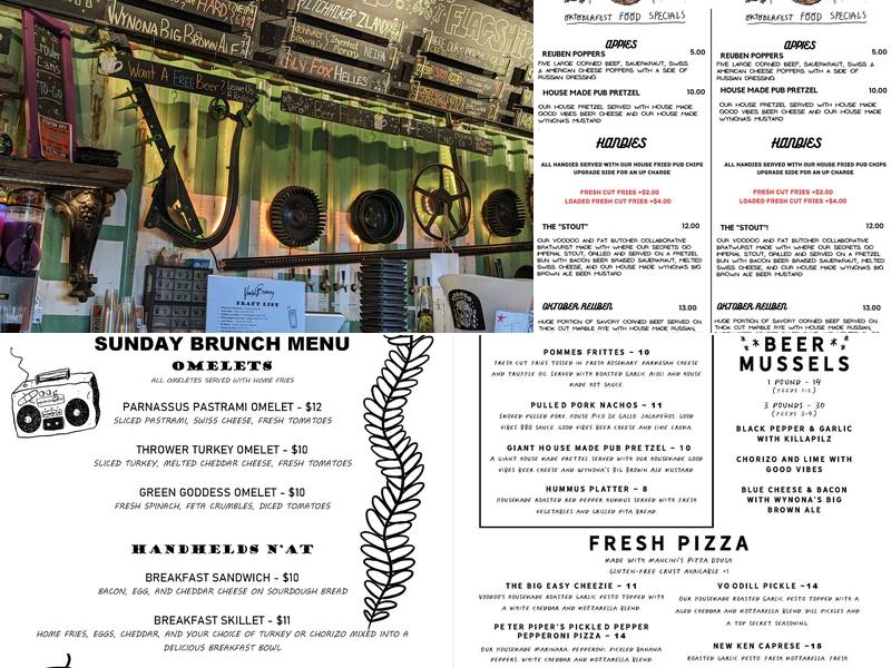 Voodoo Brewery New Kensington Menu