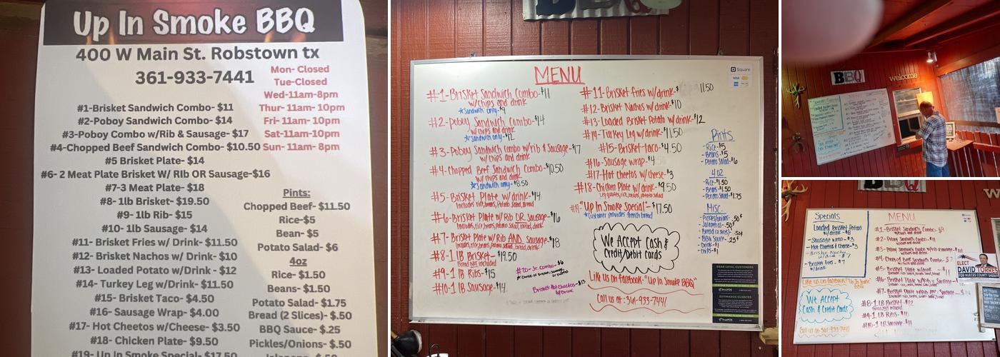 Up In Smoke BBQ Menu