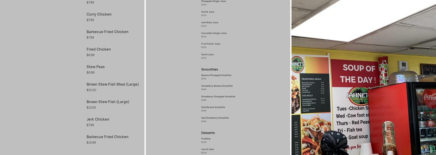 Jahnet's Jamaican Cuisine Menu