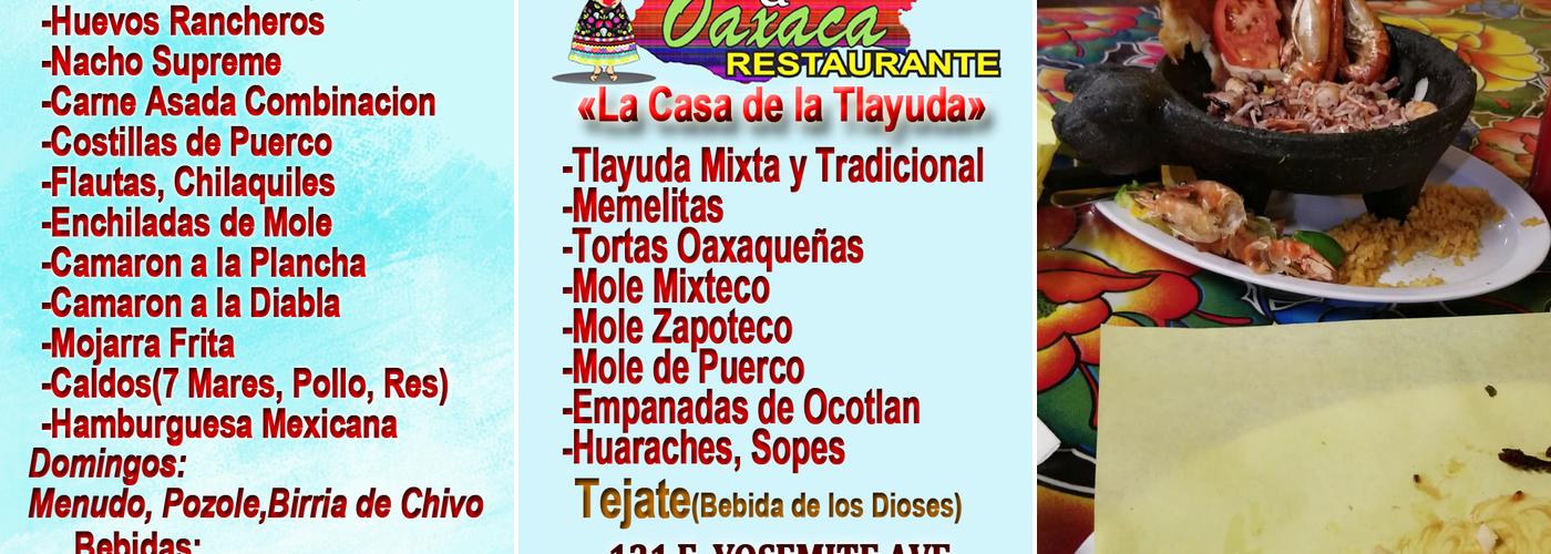 Sabor a Oaxaca Restaurante - Madera Menu