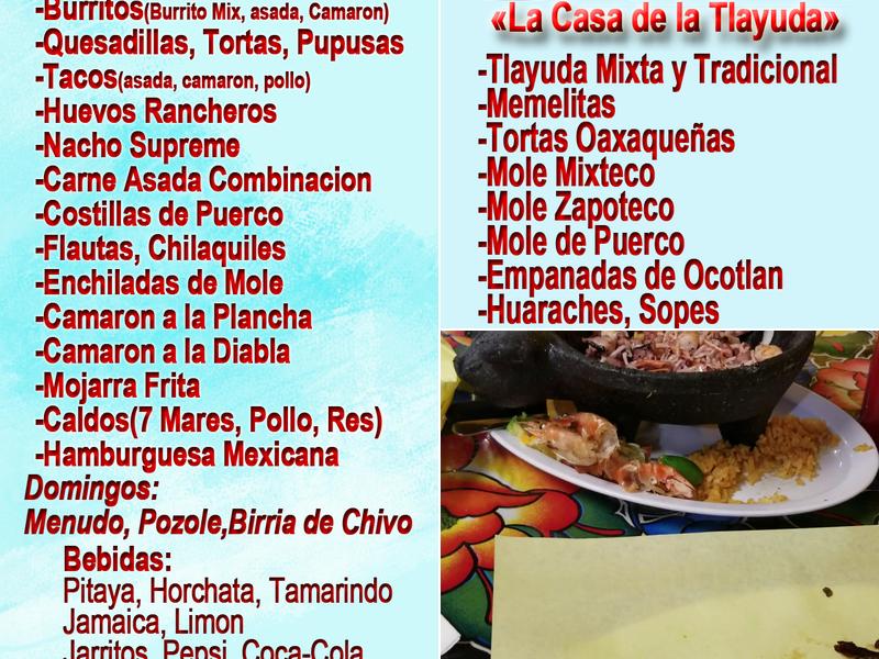 Sabor a Oaxaca Restaurante - Madera Menu