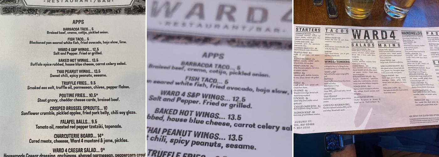 Ward 4 Menu