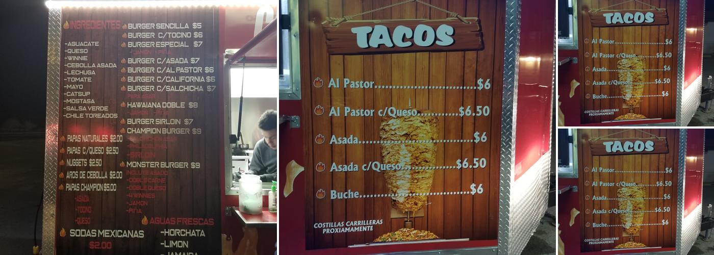 Champion burger Menu