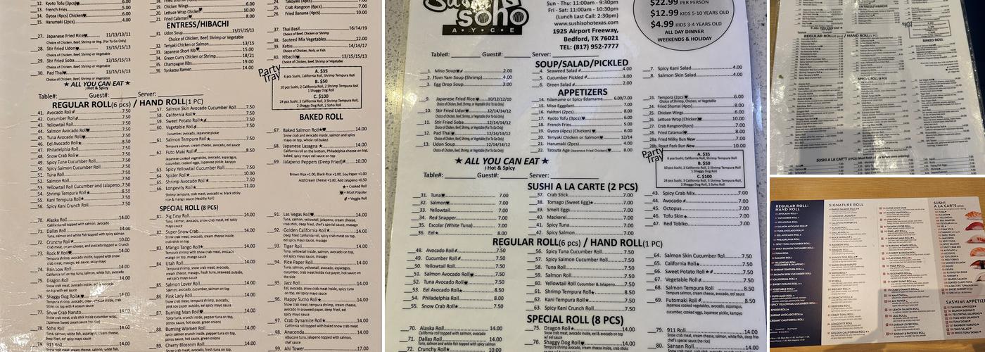 Sushi Soho Menu