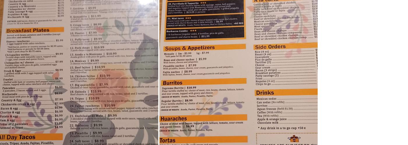 El Taquerito Menu
