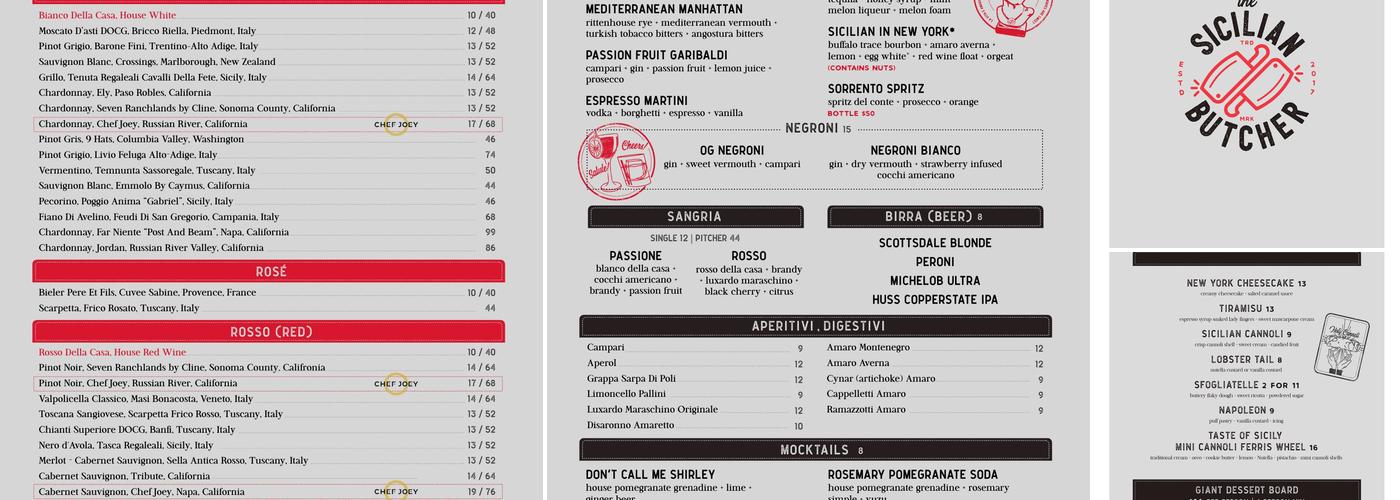 The Sicilian Butcher Menu
