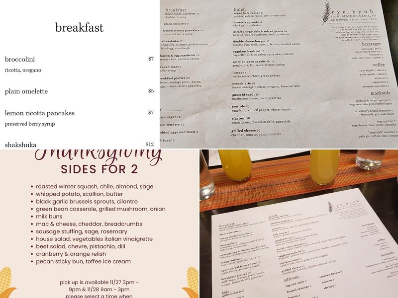 Rye Byob Menu