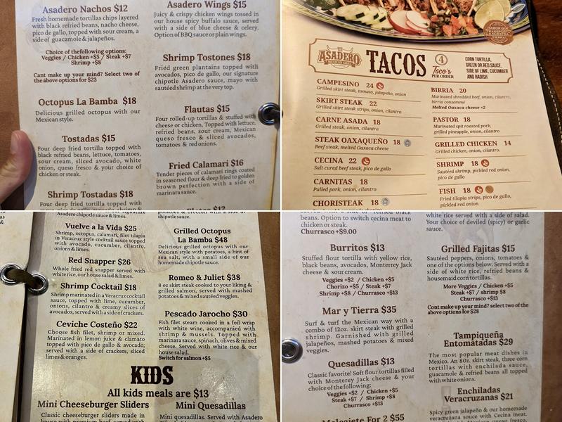 El Asadero Mexican Grill Rochelle Park Menu