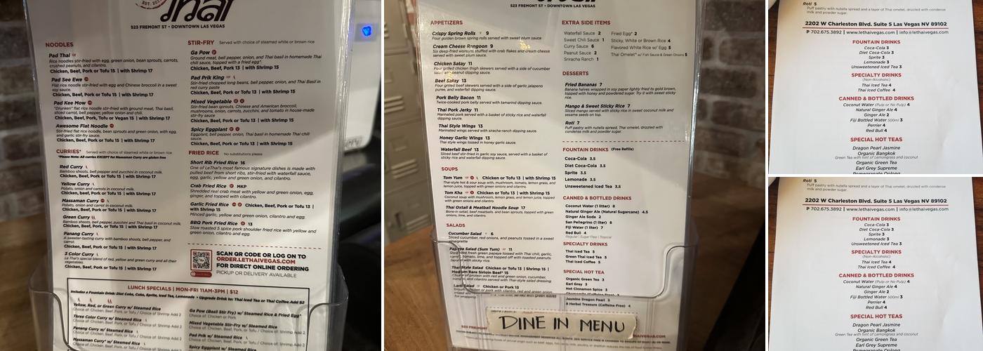 Le Thai 2 Menu