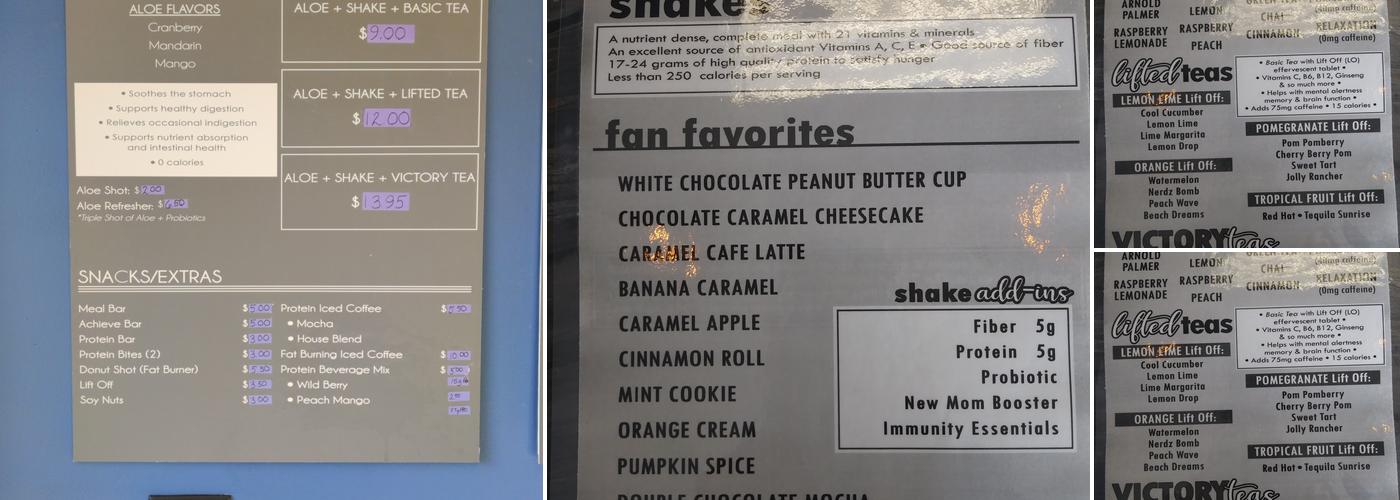 Victory Nutrition Hugo Menu