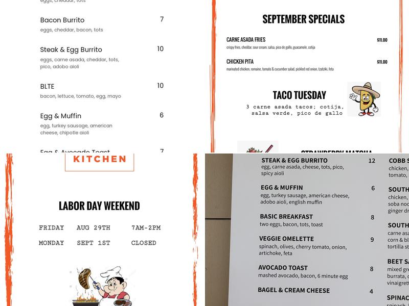 Spectrum Kitchen Menu
