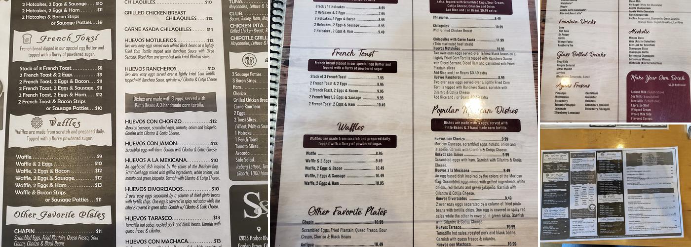 S&J Gran cafe Menu