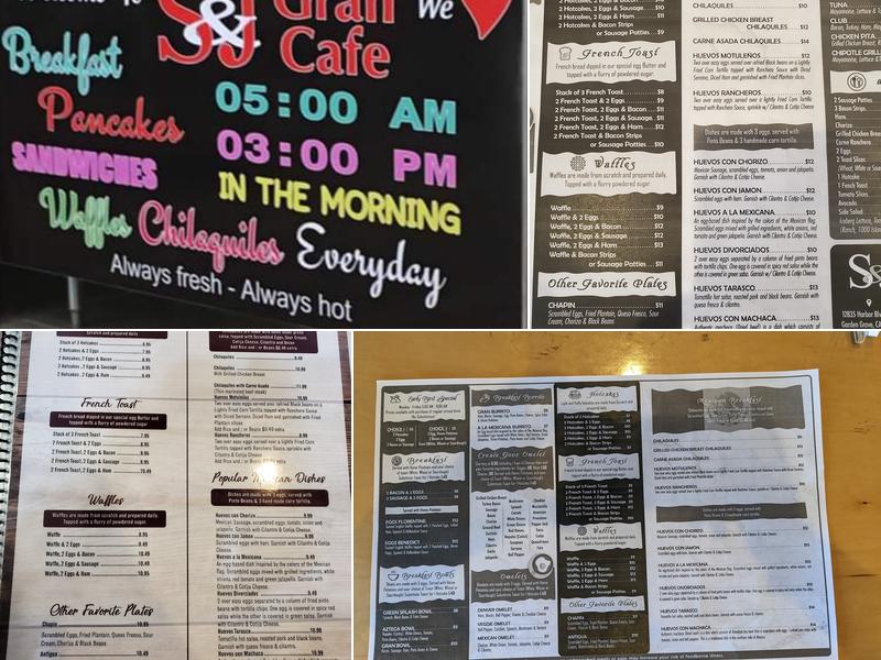 S&J Gran cafe Menu