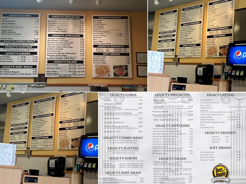 Legacy Gyros Menu