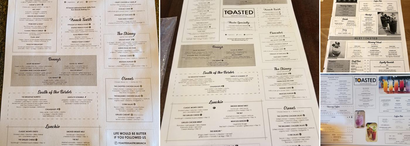 Toasted Gastrobrunch Menu