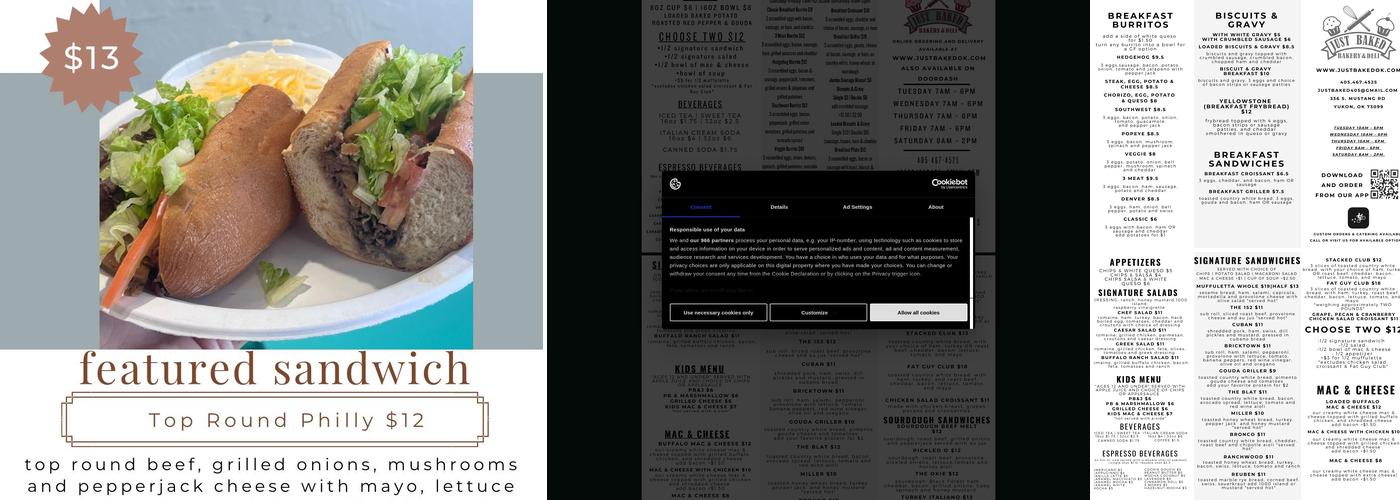 Just Baked Bakery and Deli Menu