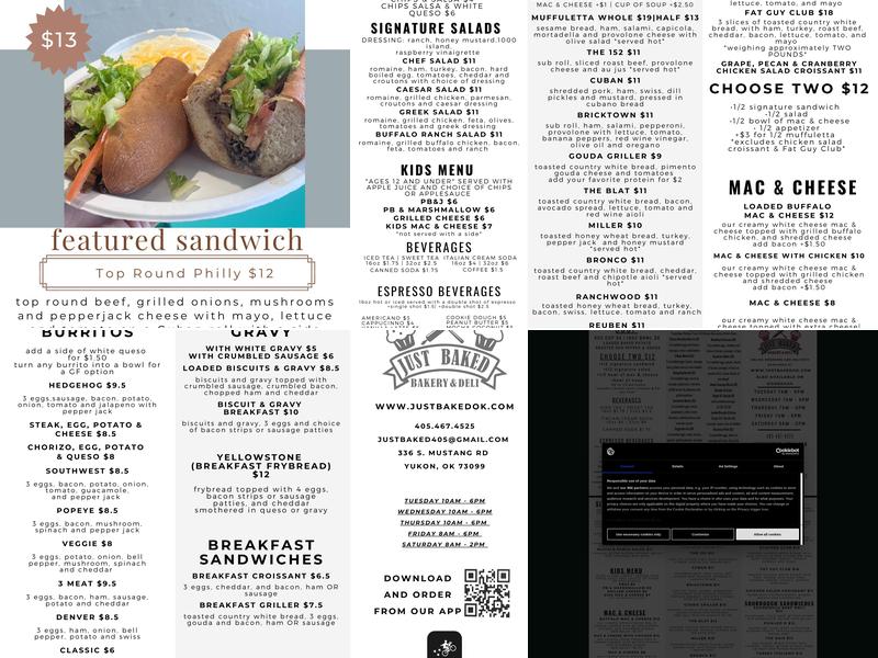 Just Baked Bakery and Deli Menu