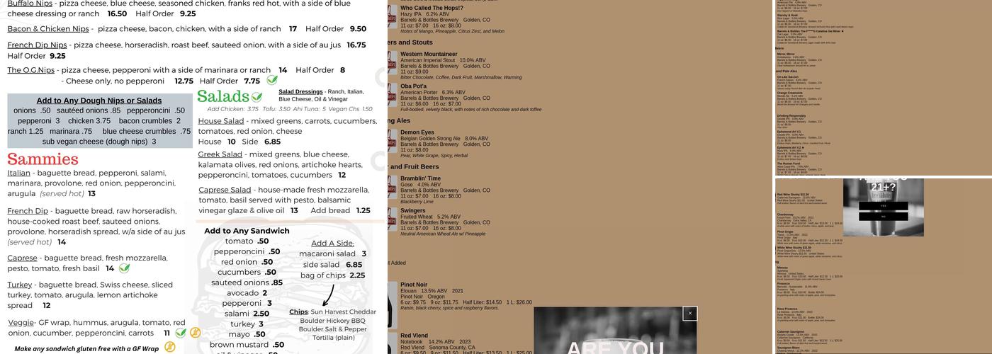 Barrels & Bottles Brewery at Camp George West Menu