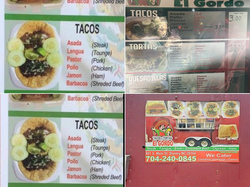 Tacos y Tortas El Gordo Menu