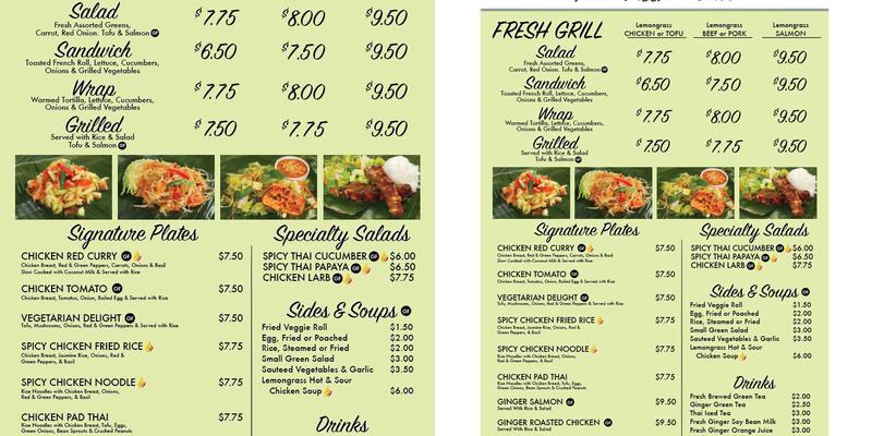 Lemongrass Fresh Farm Plates Menu