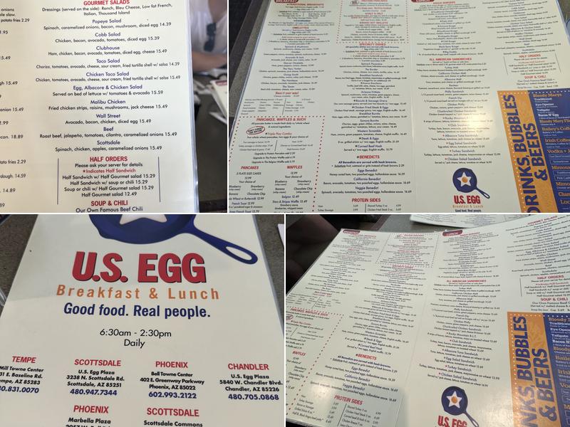 U.S. Egg Breakfast, Lunch + Cocktails Menu
