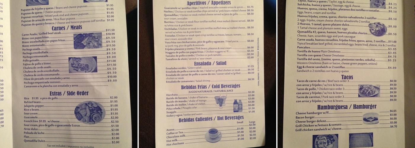 Ñaños Menu