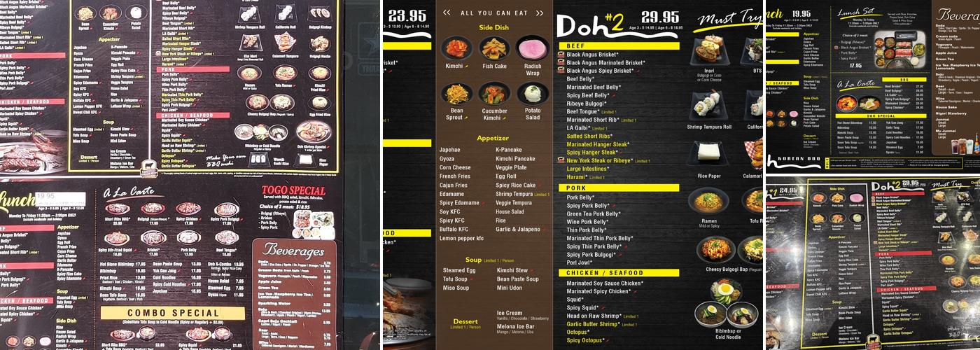 Doh Korean BBQ Menu