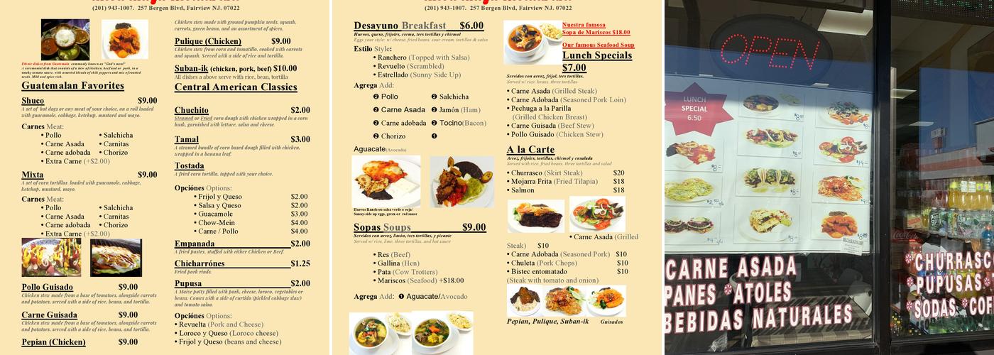 Mesa Maya Menu