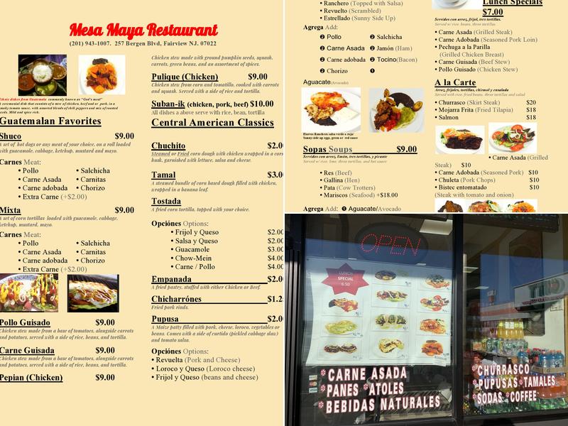Mesa Maya Menu
