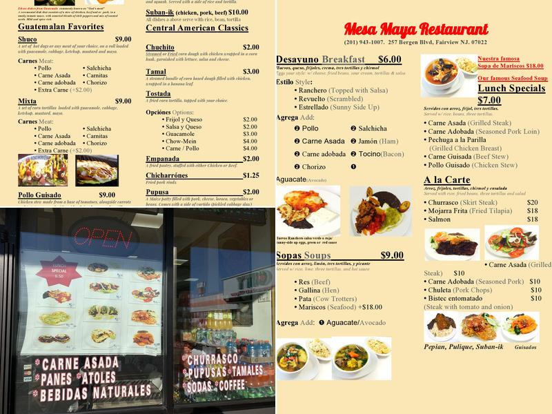 Mesa Maya Menu
