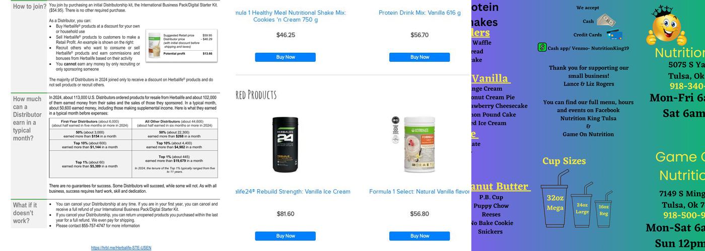 Game On Nutrition Tulsa Menu