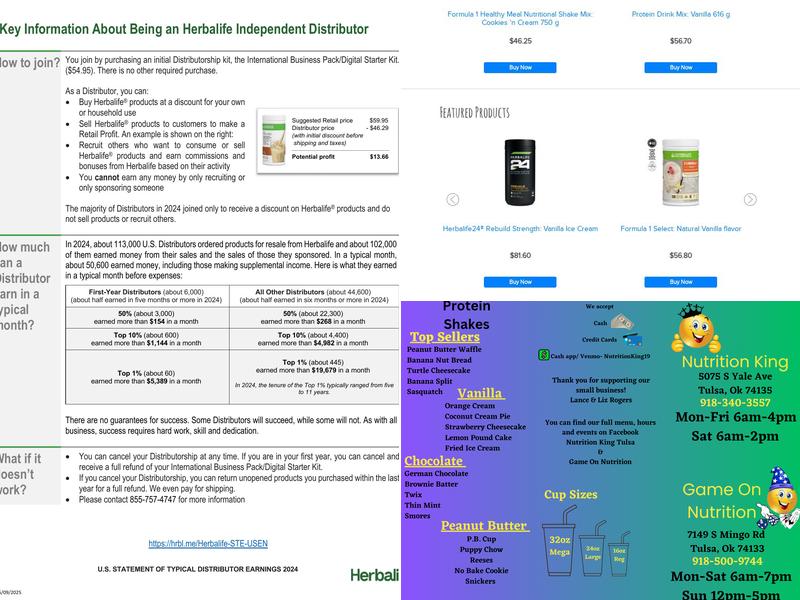 Game On Nutrition Tulsa Menu