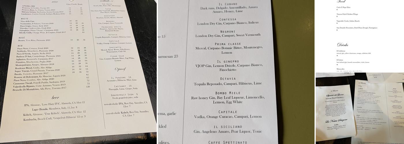 a Mano Menu