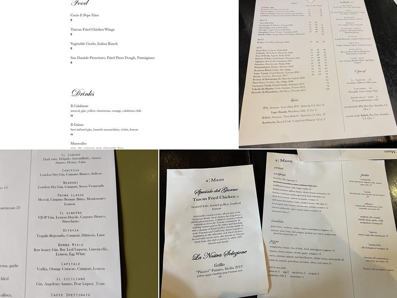 a Mano Menu