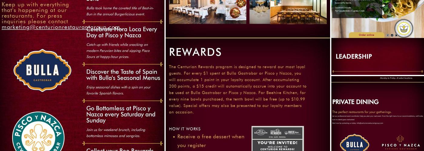 Centurion Restaurant Group Menu