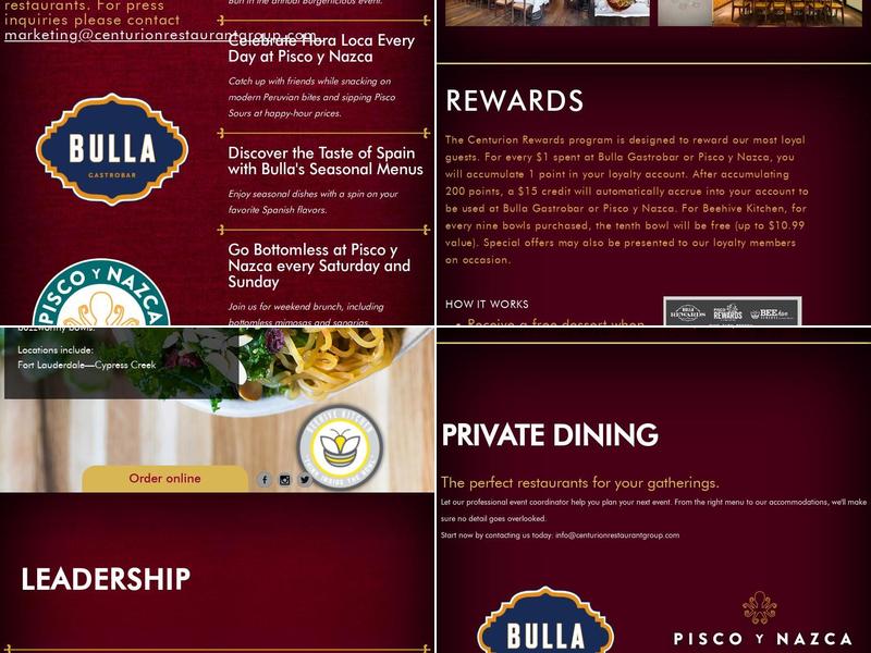 Centurion Restaurant Group Menu