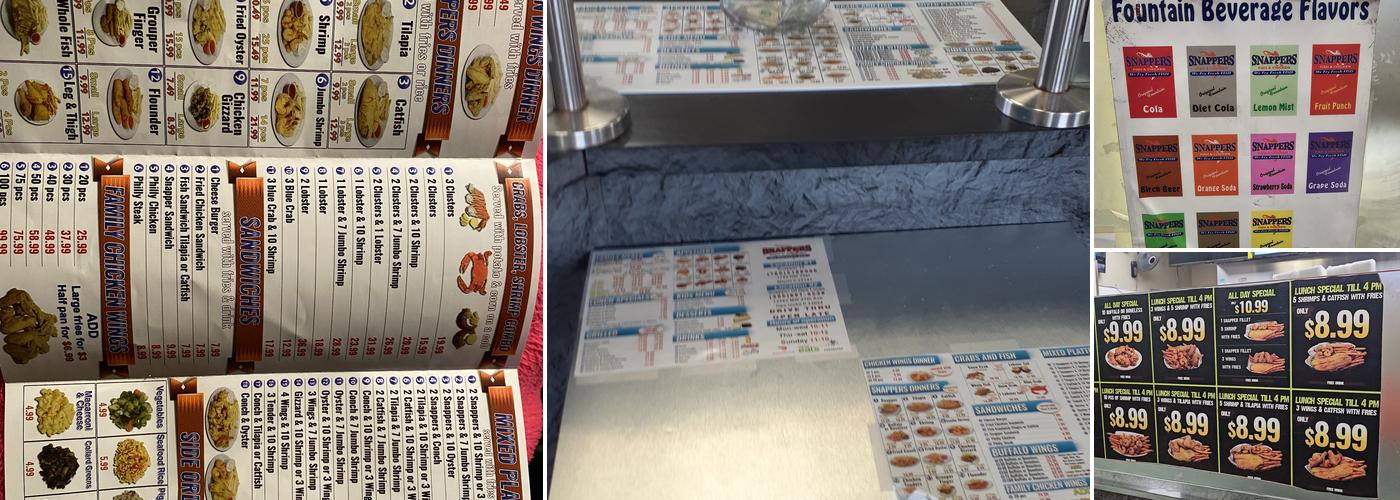 Snapper's Seafood & Chicken Menu