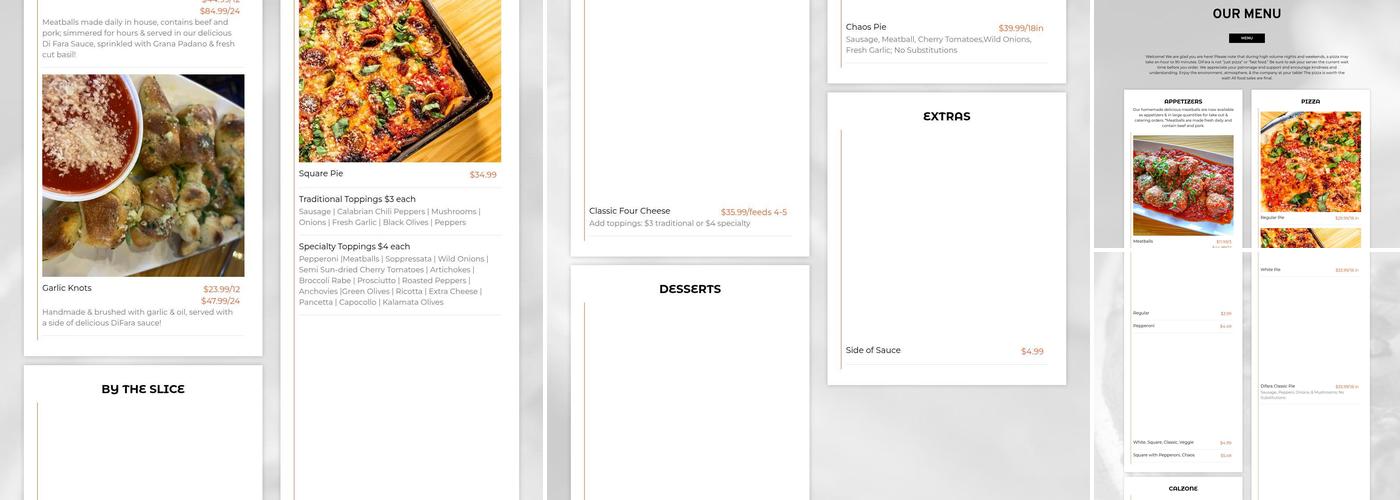Di Fara Pizza Tavern Menu