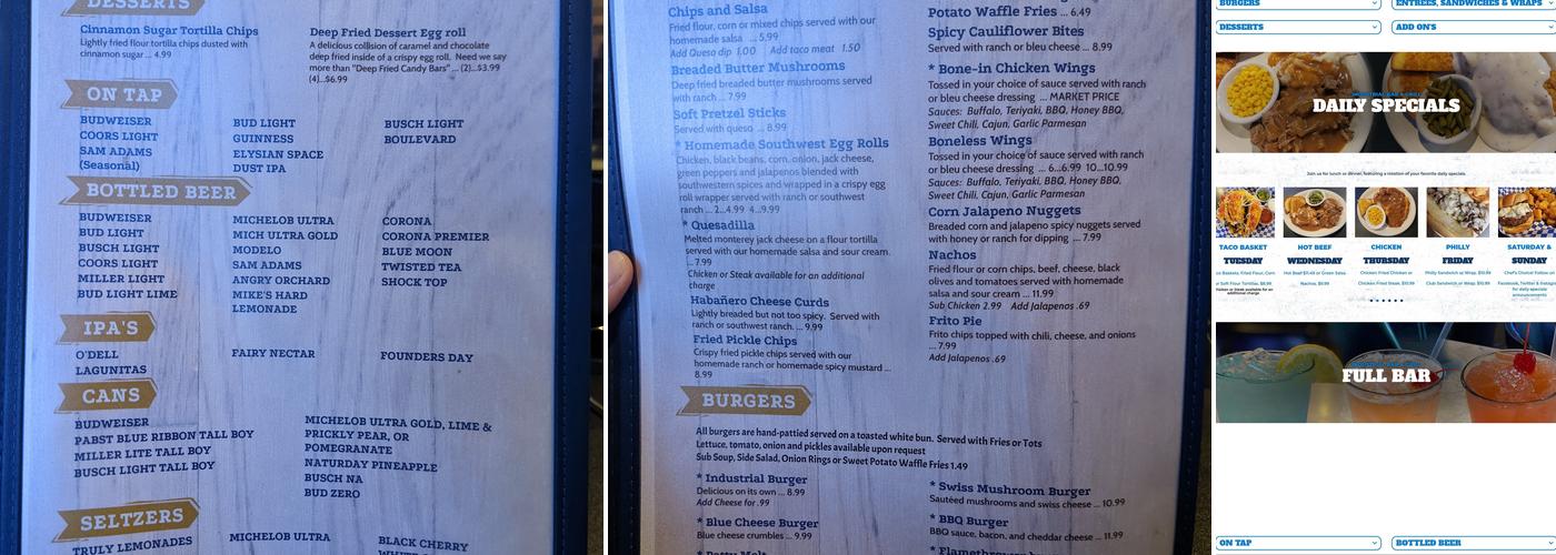 Industrial Bar & Grill Menu